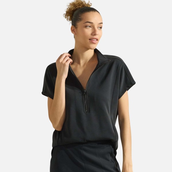 Half Zip Short Sleeve Top (6-Pack)

- Classic Fit
- Short Dolma Sleeves 
- Unlined
- 40% Modal 53.4% Polyester 6.6% Spandex 
- Matching Shorts- Item # 7325168