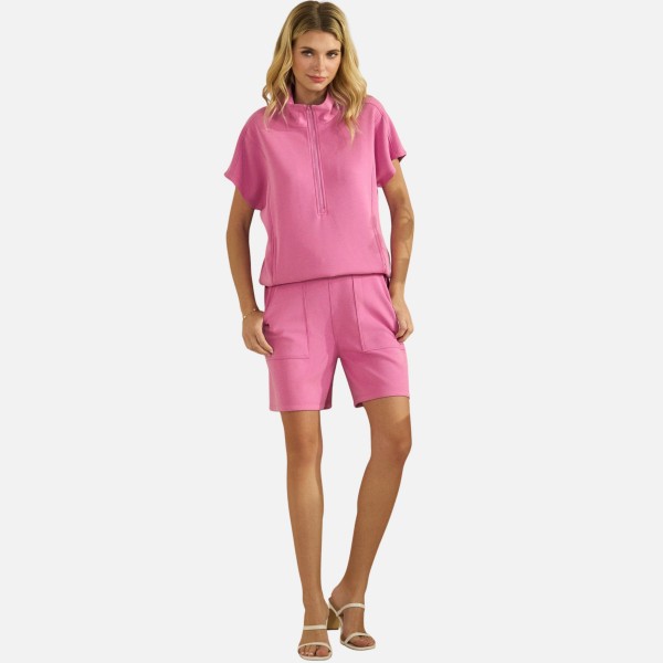 Half Zip Short Sleeve Top (6-Pack)

- Classic Fit
- Short Dolma Sleeves 
- Unlined
- 40% Modal 53.4% Polyester 6.6% Spandex 
- Matching Shorts- Item # 7325168