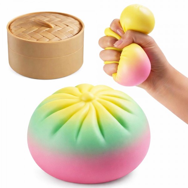 This dim sum bun squishy toy is a novelty showstopper that delights customers of all ages. Designed to look like a fluffy steamed bun nestled inside a miniature bamboo steamer basket, it combines food-inspired fun with satisfying slow-rise squeeze appeal. Soft foam construction feels plush and durable. Perfect for gift boutiques, Asian-inspired gift sections, and novelty retailers looking for an impulse buy that sparks conversation. Packages and displays beautifully — a natural bestseller for lifestyle and gift sections.