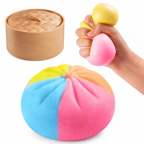 This dim sum bun squishy toy is a novelty showstopper that delights customers of all ages. Designed to look like a fluffy steamed bun nestled inside a miniature bamboo steamer basket, it combines food-inspired fun with satisfying slow-rise squeeze appeal. Soft foam construction feels plush and durable. Perfect for gift boutiques, Asian-inspired gift sections, and novelty retailers looking for an impulse buy that sparks conversation. Packages and displays beautifully — a natural bestseller for lifestyle and gift sections.