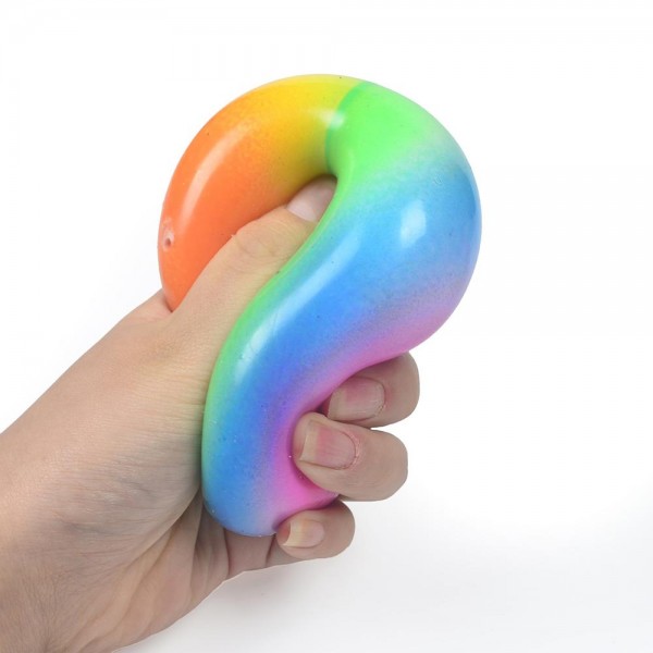 This rainbow gradient squishy stress ball is a tactile crowd-pleaser with bold visual appeal. Smooth and round with a seamless ombre finish that blends vivid hues, it is crafted from slow-rise foam for a satisfying, palm-filling squeeze. An ideal fidget tool and stress reliever for kids and adults alike, it sells on sight as an impulse buy. A natural fit for toy boutiques, gift shops, and novelty assortments — displays beautifully in bulk bins or bowl setups and drives strong repeat sales.