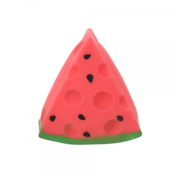 This watermelon wedge squishy toy is a summer-ready novelty that sells on fun alone. Shaped like a classic triangular fruit slice with realistic seed detail, it is crafted from slow-rise memory foam with a smooth, satisfying slow rebound. Lightweight and palm-sized, it makes a great stress ball, impulse gift, or seasonal merchandising staple. A strong performer for gift boutiques, toy shops, and summer novelty assortments — displays beautifully and moves fast at checkout or on a countertop display.
