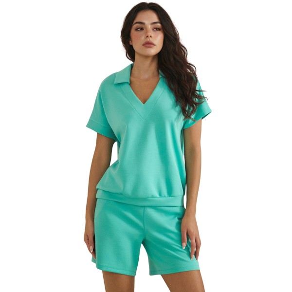 Relaxed Fit Collard V-Neck Top (6-Pack)

- Matching Shorts Sold Separately (7325396)
- Straight Hem 
- Superior Softness 
- Breather & Stretchy 
- 54% Modal 39% Polyester 7% Spandex