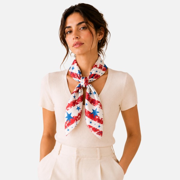 Do Everything In Love Americana Print Bandana Scarf

- Multi-Use: Scarf, Bandana, Bag Tie ETC
- Approximately 27.5"L X 27.5"W
- 100% Polyester