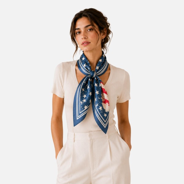 Do Everything In Love Distressed Americana Print Bandana Scarf

- Multi-Use: Scarf, Bandana, Bag Tie ETC
- Approximately 27.5"L X 27.5"W
- 100% Polyester