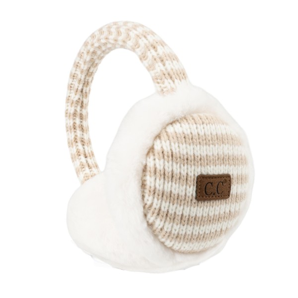 Striped Knit Faux Fur Earmuffs featuring plush faux fur ear covers with a striped knit center and a matching knit headband for a cozy, ski lodge look. They slip on easily over loose hair or a ponytail and keep ears warm without the bulk of a hat. Perfect for game days, holiday markets, school pickup, and winter travel. A cold weather classic that is easy to gift and easy to merchandise next to beanies and gloves.
