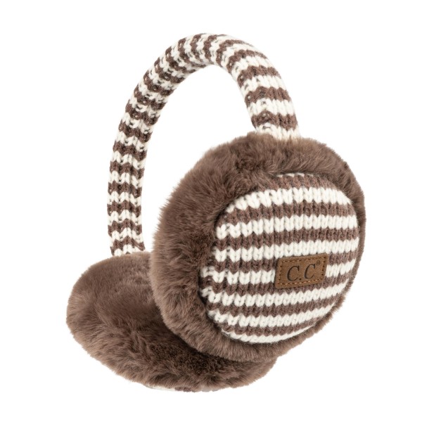 Striped Knit Faux Fur Earmuffs featuring plush faux fur ear covers with a striped knit center and a matching knit headband for a cozy, ski lodge look. They slip on easily over loose hair or a ponytail and keep ears warm without the bulk of a hat. Perfect for game days, holiday markets, school pickup, and winter travel. A cold weather classic that is easy to gift and easy to merchandise next to beanies and gloves.