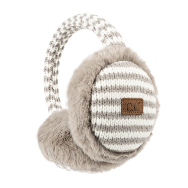 Striped Knit Faux Fur Earmuffs featuring plush faux fur ear covers with a striped knit center and a matching knit headband for a cozy, ski lodge look. They slip on easily over loose hair or a ponytail and keep ears warm without the bulk of a hat. Perfect for game days, holiday markets, school pickup, and winter travel. A cold weather classic that is easy to gift and easy to merchandise next to beanies and gloves.