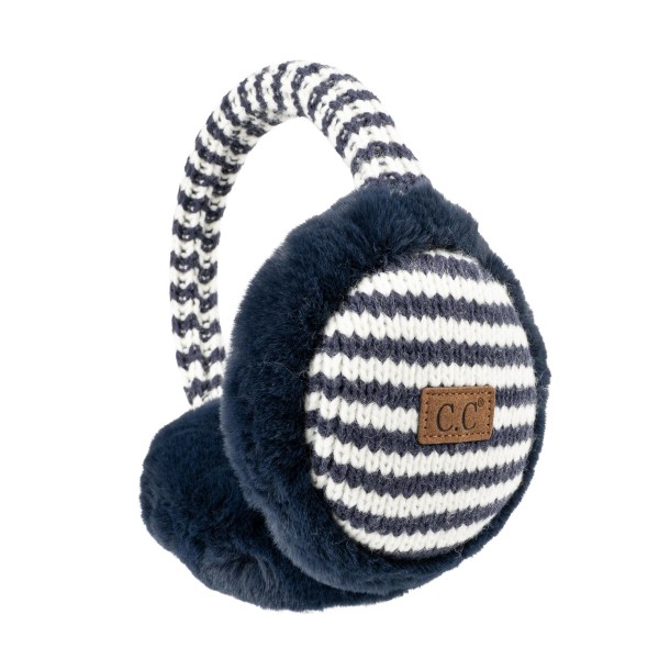 Striped Knit Faux Fur Earmuffs featuring plush faux fur ear covers with a striped knit center and a matching knit headband for a cozy, ski lodge look. They slip on easily over loose hair or a ponytail and keep ears warm without the bulk of a hat. Perfect for game days, holiday markets, school pickup, and winter travel. A cold weather classic that is easy to gift and easy to merchandise next to beanies and gloves.