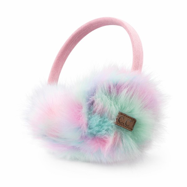 Tie Dye Faux Fur Earmuffs featuring extra fluffy, cloud soft faux fur ear covers in a dreamy swirled tie dye pattern, connected by a soft wrapped headband. They slip on easily over loose hair or a ponytail and keep ears toasty without flattening a hairstyle. Perfect for ice skating, school pickup, holiday light shows, and snow days. Playful and giftable, these make an easy stocking stuffer and a fun impulse add on near the register.