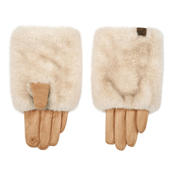 Faux Fur Cuff Gloves with an oversized plush cuff and soft faux suede hands for a luxe winter look. The lush pile frames the wrist like a cozy sleeve warmer, while the fitted fingers stay sleek enough for dressy wool coats or casual puffers. Perfect for holiday parties, evening errands, and frosty commutes. A gift ready accessory that looks far more expensive than its price, which makes it a natural add on at the register all season long.