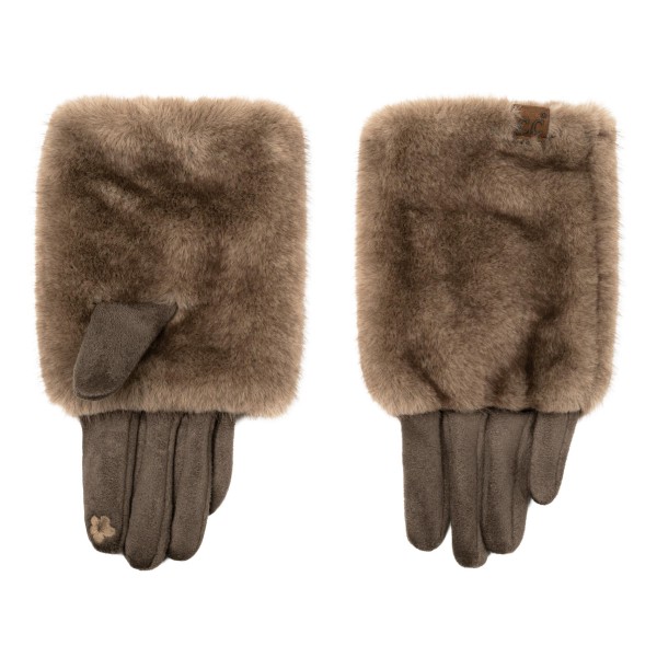Faux Fur Cuff Gloves with an oversized plush cuff and soft faux suede hands for a luxe winter look. The lush pile frames the wrist like a cozy sleeve warmer, while the fitted fingers stay sleek enough for dressy wool coats or casual puffers. Perfect for holiday parties, evening errands, and frosty commutes. A gift ready accessory that looks far more expensive than its price, which makes it a natural add on at the register all season long.