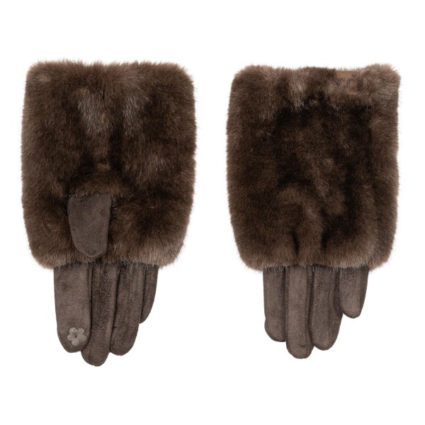Faux Fur Cuff Gloves with an oversized plush cuff and soft faux suede hands for a luxe winter look. The lush pile frames the wrist like a cozy sleeve warmer, while the fitted fingers stay sleek enough for dressy wool coats or casual puffers. Perfect for holiday parties, evening errands, and frosty commutes. A gift ready accessory that looks far more expensive than its price, which makes it a natural add on at the register all season long.