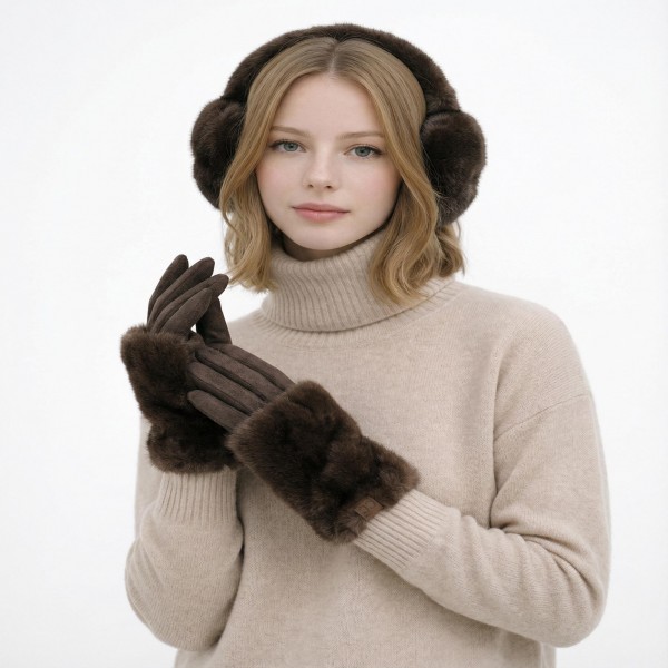 Faux Fur Cuff Gloves with an oversized plush cuff and soft faux suede hands for a luxe winter look. The lush pile frames the wrist like a cozy sleeve warmer, while the fitted fingers stay sleek enough for dressy wool coats or casual puffers. Perfect for holiday parties, evening errands, and frosty commutes. A gift ready accessory that looks far more expensive than its price, which makes it a natural add on at the register all season long.