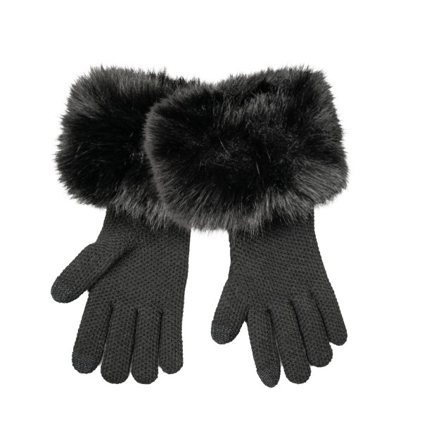 Faux Fur Cuff Knit Gloves with a lush, oversized pile cuff that frames the wrist and a soft, fine knit hand for everyday comfort. Touchscreen fingertips make it easy to answer calls and check maps without exposing cold hands. A polished pick for holiday parties, winter travel, and weekend errands. Faux fur trimmed gloves feel luxe at an accessible price, so they sell as gifts and self treats right through the season.