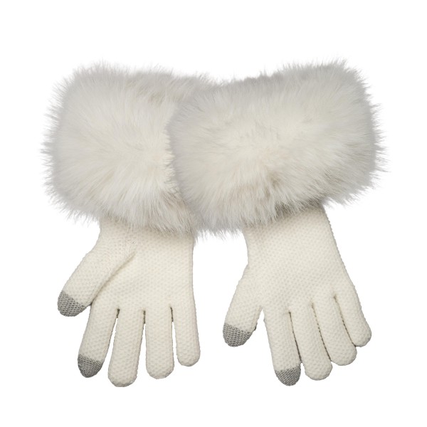 Faux Fur Cuff Knit Gloves with a lush, oversized pile cuff that frames the wrist and a soft, fine knit hand for everyday comfort. Touchscreen fingertips make it easy to answer calls and check maps without exposing cold hands. A polished pick for holiday parties, winter travel, and weekend errands. Faux fur trimmed gloves feel luxe at an accessible price, so they sell as gifts and self treats right through the season.
