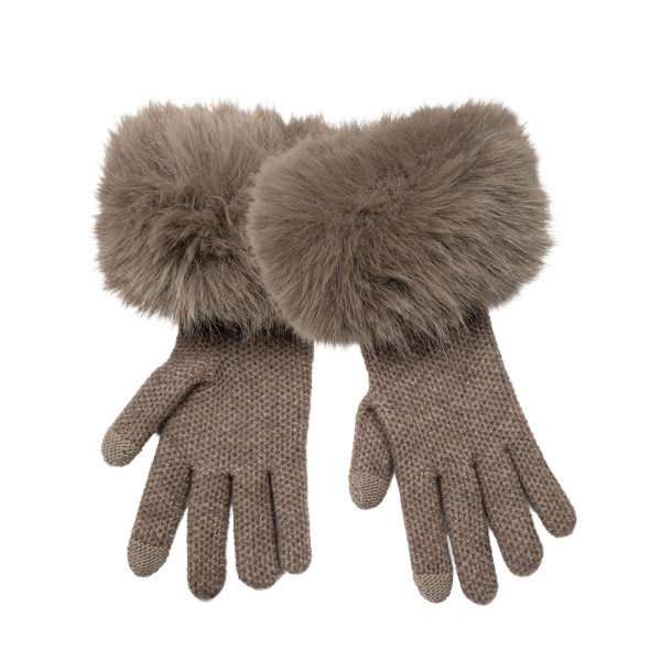 Faux Fur Cuff Knit Gloves with a lush, oversized pile cuff that frames the wrist and a soft, fine knit hand for everyday comfort. Touchscreen fingertips make it easy to answer calls and check maps without exposing cold hands. A polished pick for holiday parties, winter travel, and weekend errands. Faux fur trimmed gloves feel luxe at an accessible price, so they sell as gifts and self treats right through the season.
