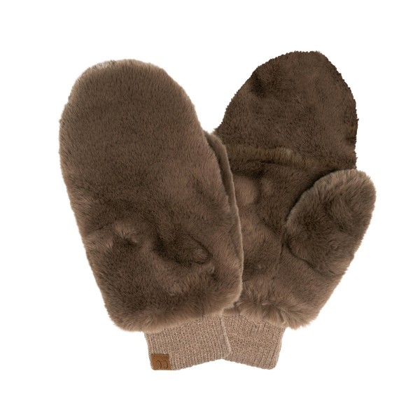 Plush faux fur mittens with a dense soft pile outside and a knit cuff that seals warmth in at the wrist. The lined interior keeps hands warm on a walk to the car or a morning at a market without the bulk of a ski glove. Light enough to stuff in a coat pocket and soft enough that customers keep touching them on the display. Faux fur mittens are a strong gift item and an easy pairing with beanies and scarves.