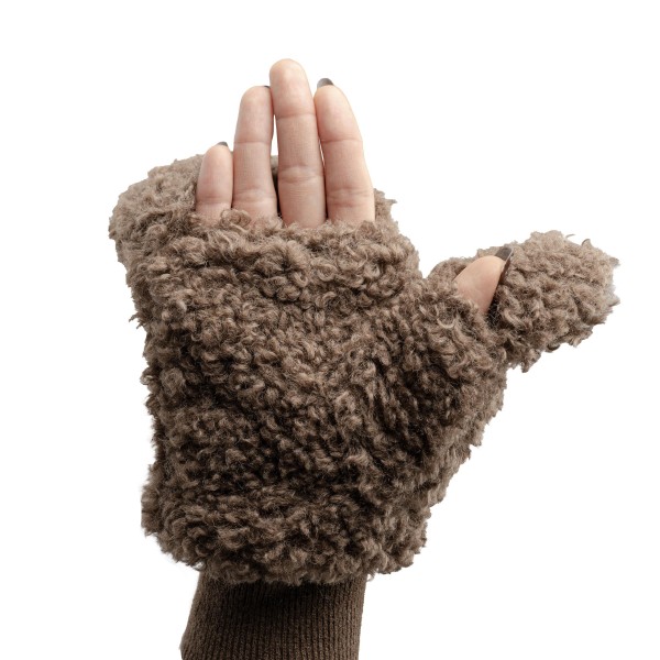 Curly Teddy Sherpa Mittens made from plush, curly faux shearling with a snug ribbed knit cuff that seals out cold air. The roomy mitten shape traps warmth on the coldest days, while the soft, nubby texture feels cozy against the hands. Perfect for holiday markets, school pickup, sledding days, and winter travel. A giftable cold weather essential that pairs easily with beanies and scarves for quick add on sales.