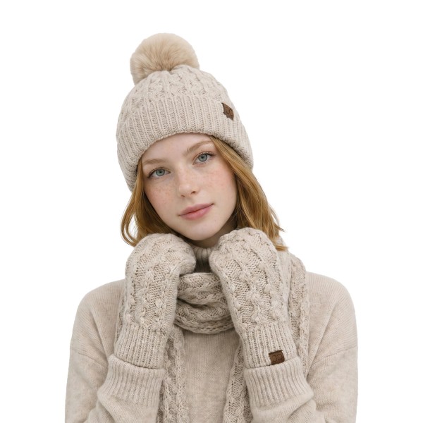 Cable Knit Mittens with a classic braided cable pattern and a soft fold over ribbed cuff. The cozy mitten shape keeps fingers together for extra warmth and slides easily over bracelets and watches. Great for school pickups, holiday markets, sledding, and cold morning dog walks. Timeless cable knit mittens pair perfectly with matching beanies and scarves for an easy winter gift set.