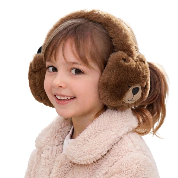 Bundle up with a furry friend in these kids critter faux fur earmuffs, featuring an adorable embroidered animal face on one plush ear cup complete with little 3D ears. The soft padded headband and fluffy cups keep little ears warm and cozy through playground time, school mornings, and snowy adventures. A cute stocking stuffer and a playful seasonal favorite for boutiques and gift shops.
