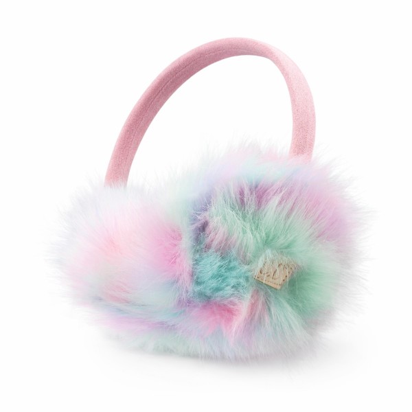 Kids faux fur earmuffs with oversized fluffy ear pads in a dreamy tie dye blend and a smooth padded headband. The adjustable band fits growing kids comfortably and keeps ears toasty at recess, ice skating, and holiday light displays. Soft, playful, and photo ready, these are the kind of accessory kids ask for by name. A fun stocking stuffer that adds color and impulse sales to any winter kids display.