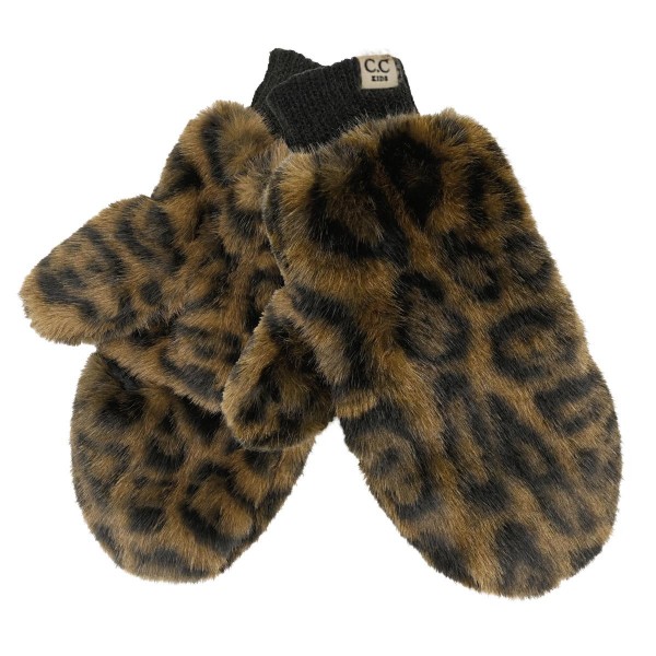 Kids leopard print faux fur mittens with a plush, velvety pile and a stretchy knit cuff that stays put at the wrist. The cozy lining keeps little hands warm through recess, sledding, and chilly car line mornings. The bold animal print gives kids a grown up look they love to show off. A fun stocking stuffer and an easy add on sale next to kids beanies, headwraps, and earmuffs.