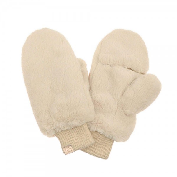 Kids faux fur mittens with a plush, cuddly pile and a snug knit cuff that keeps cold air out at the wrist. The soft lined interior keeps little hands warm at the bus stop, on the playground, or during holiday outings. Sized for kids and easy to slip on and off without help. A sweet stocking stuffer and a natural match for kids beanies and headwraps on a winter display.
