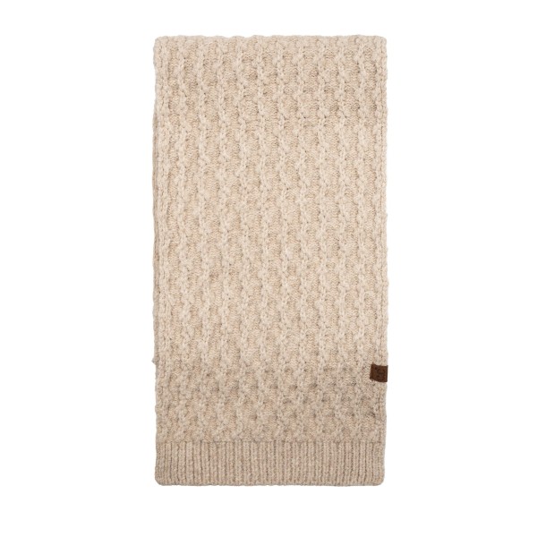Textured Knit Oblong Scarf in a dimensional honeycomb stitch with neatly ribbed ends and a small faux leather tag. The soft, cozy knit has enough length to loop, knot, or drape open over a coat. An easy layer for school mornings, game nights, and holiday travel. Solid knit scarves are a dependable winter staple that pairs with nearly every outfit, which keeps this style moving on the accessory wall all season.