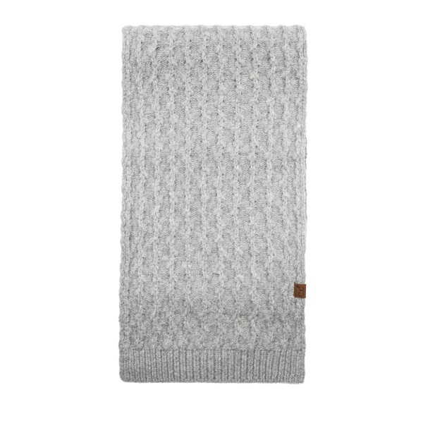 Textured Knit Oblong Scarf in a dimensional honeycomb stitch with neatly ribbed ends and a small faux leather tag. The soft, cozy knit has enough length to loop, knot, or drape open over a coat. An easy layer for school mornings, game nights, and holiday travel. Solid knit scarves are a dependable winter staple that pairs with nearly every outfit, which keeps this style moving on the accessory wall all season.