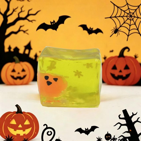 Jack-O-Lantern Cube Squishy Toy

Cute novelty squishy toy designed as jack-o-lantern in a gel cube squishy. Perfect for gifts, impulse buys, and themed novelty displays.

- Ages 3+
- Approximately 4" L