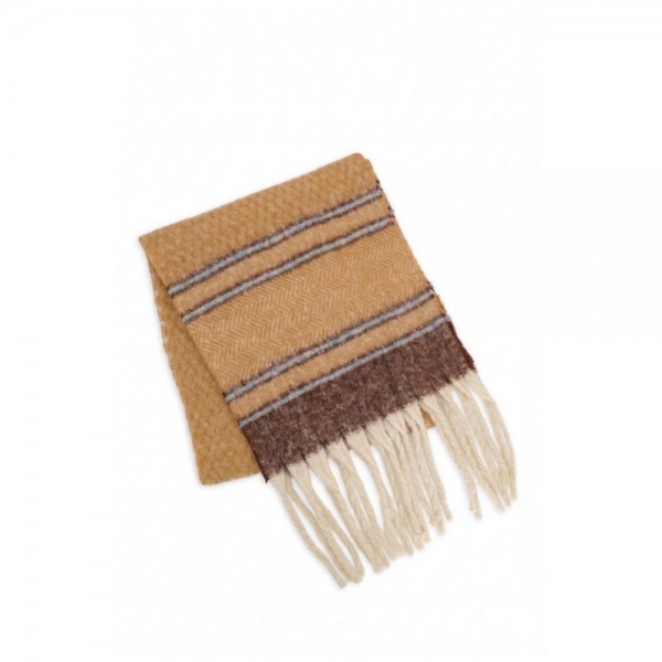 Classic Woven Winter Scarf with a timeless pattern and fringed ends. Soft-brushed for a cozy feel, it drapes and loops easily to top off coats, denim jackets, and layered fall looks. An everyday cold-weather essential with broad appeal — an easy add-on at checkout that boutique customers reorder season after season.