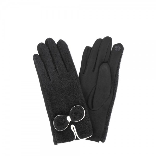 Soft Boucle Gloves With Bow-Knot 

- Touchscreen Compatible 
- One Size Fits Most 
- 100% Polyester 
