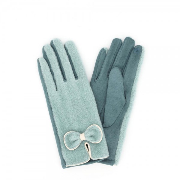 Soft Boucle Gloves With Bow-Knot 

- Touchscreen Compatible 
- One Size Fits Most 
- 100% Polyester 