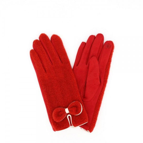 Soft Boucle Gloves With Bow-Knot 

- Touchscreen Compatible 
- One Size Fits Most 
- 100% Polyester 