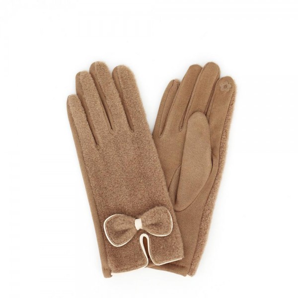 Soft Boucle Gloves With Bow-Knot 

- Touchscreen Compatible 
- One Size Fits Most 
- 100% Polyester 