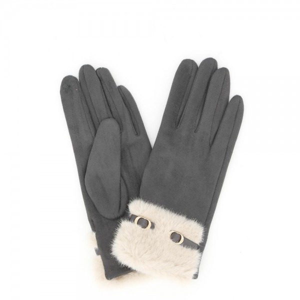 Touchscreen gloves with a plush faux fur cuff and a smooth brushed body. Conductive fingertips keep her phone in hand, and the fur trim finishes a coat sleeve without adding bulk. A fall and winter accessory for boutique gift displays, holiday markets, date nights, and cold morning commutes. Fur cuff texting gloves photograph well and reorder every time temperatures drop.