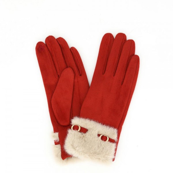 Touchscreen gloves with a plush faux fur cuff and a smooth brushed body. Conductive fingertips keep her phone in hand, and the fur trim finishes a coat sleeve without adding bulk. A fall and winter accessory for boutique gift displays, holiday markets, date nights, and cold morning commutes. Fur cuff texting gloves photograph well and reorder every time temperatures drop.