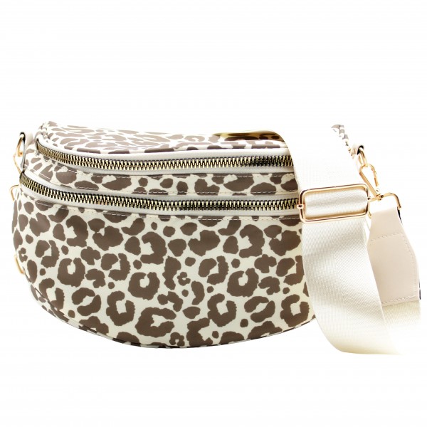 Do Everything In Love Nylon Animal Print Cross Body Bag

- Full Zip Closure
- 2 Front External Zip Pockets
- 1 Back External Zip Pocket  
- Lined Body
- 1 Internal Zip Pocket
- Removable Cross Body Strap
- 100% Polyester
- Approximately 12" L X 9" T X 4" D