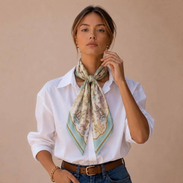 Do Everything In Love Silky Mahjong Print Bandana Scarf

- Multi-Use: Scarf, Bandana, Bag Tie ETC
- Approximately 27.5" L X 27.5" W
- 100% Polyester