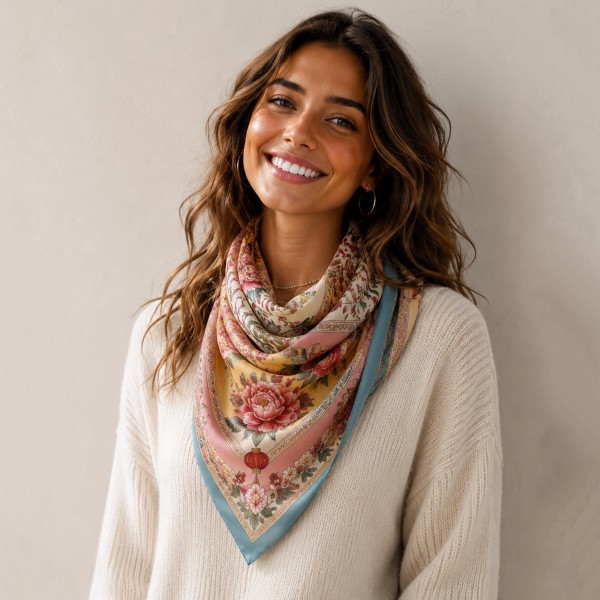 Do Everything In Love Silky Mahjong Print Bandana Scarf

- Multi-Use: Scarf, Bandana, Bag Tie ETC
- Approximately 27.5" L X 27.5" W
- 100% Polyester