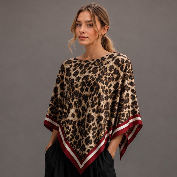 Do Everything In Love Silky Leopard Print Scarf Poncho

- 100% Polyester
- Approximately 17.7" L X 50" W