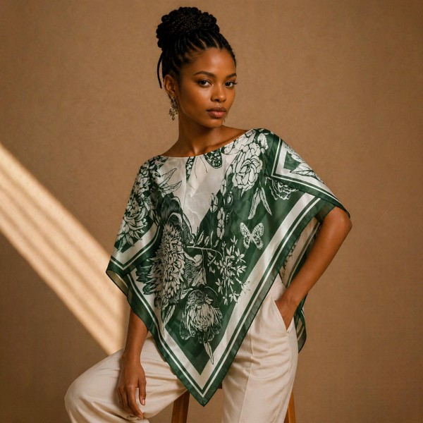 Do Everything In Love Silky Floral Print Scarf Poncho

- 100% Polyester
- Approximately 17.7" L X 50" W
