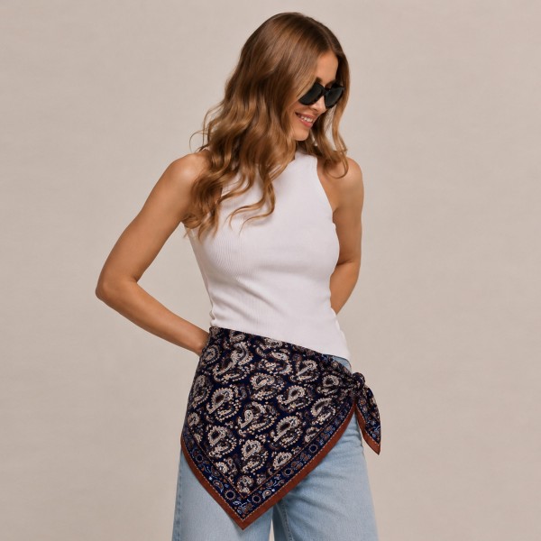 Do Everything In Love Silky Paisley Print Bandana Scarf

- Multi-Use: Scarf, Bandana, Bag Tie ETC
- Approximately 34"L X 34"W
- 100% Polyester