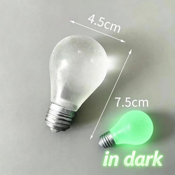 Glow In The Dark Light Bulb Squishy Toy

Cute novelty squishy toy designed as glow in the dark light bulb. Perfect for gifts, impulse buys, and themed novelty displays.

- Ages 3+
- Approximately 3" L