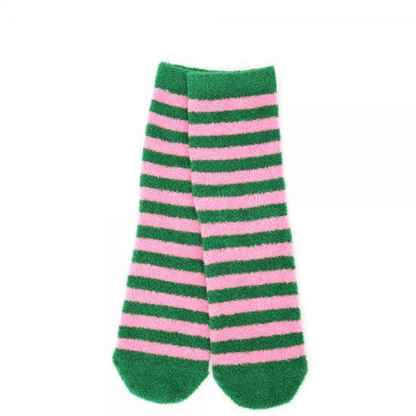 Fuzzy Holiday Crew Sock Set with a plush brushed interior and ribbed cuffs that stay put without digging in. Each set pairs coordinating festive patterns so a buyer can mix them across the season or split them into individual gifts. One size stretches to fit most adult feet. Cozy sock sets are a proven stocking stuffer and gift with purchase, and they move steadily from first frost through December.