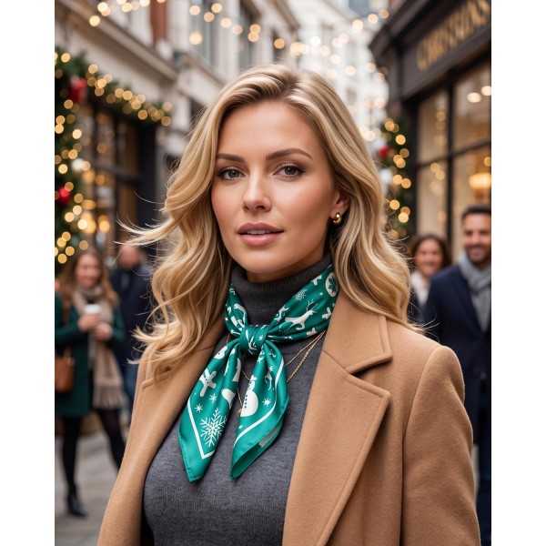 Silky Christmas Print Bandana Scarf

- Multi-Use: Scarf, Bandana, Bag Tie ETC
- Approximately 35 "L X 35 "W
- 100% Polyester