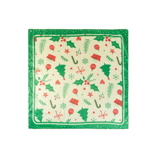 Silky Christmas Print Bandana Scarf

- Multi-Use: Scarf, Bandana, Bag Tie ETC
- Approximately 35 "L X 35 "W
- 100% Polyester