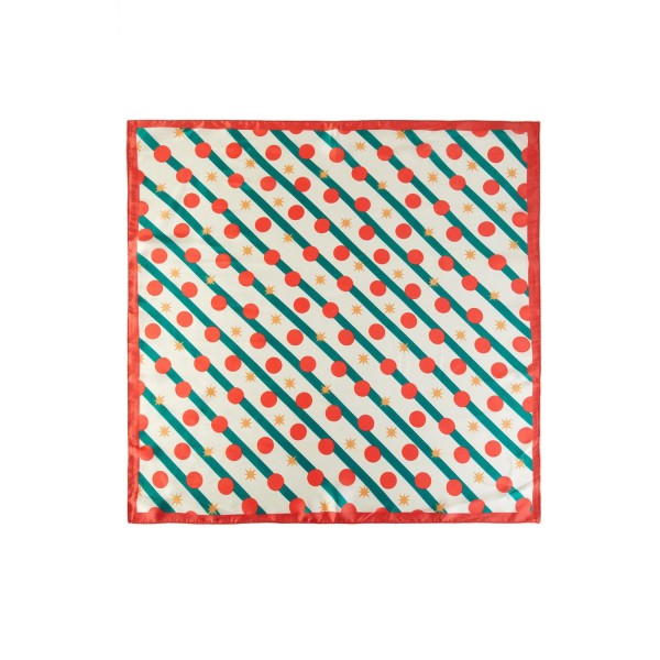 Christmas Polka Dot & Stars Print Bandana Scarf

- Multi-Use: Scarf, Bandana, Bag Tie ETC
- Approximately 35" L X 35 "W
- 100% Polyester