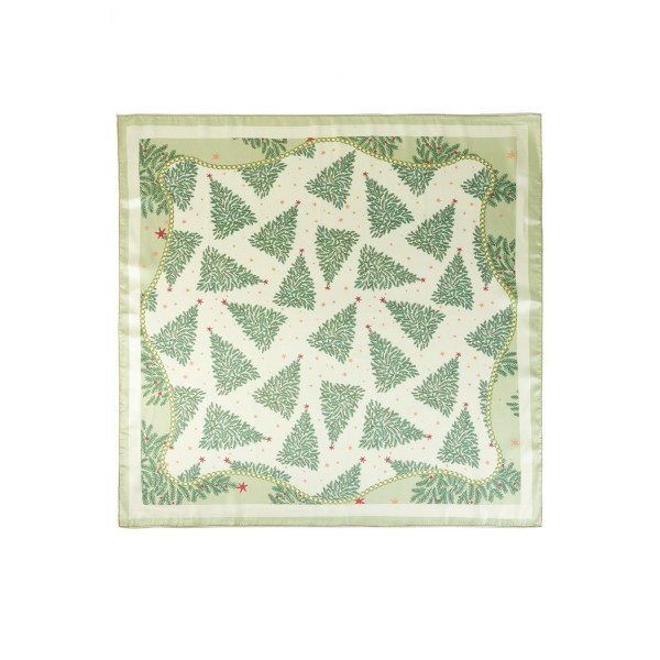 Silky Christmas Tree Print Bandana Scarf

- Multi-Use: Scarf, Bandana, Bag Tie ETC
- Approximately 35 "L X 35 "W
- 100% Polyester